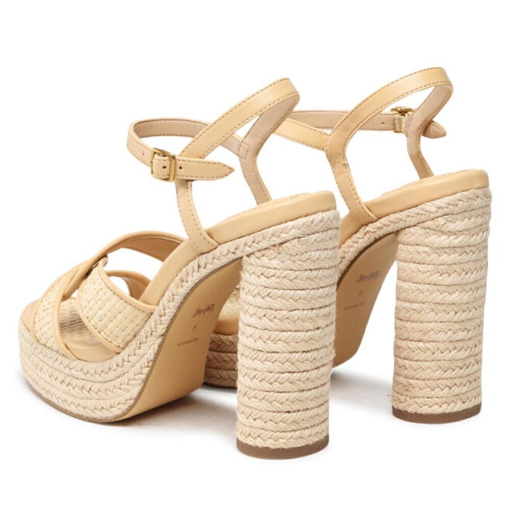 πCOACHπ Talina Platform Raffia Espadrille Sandal ~ Neutral 10 New without Box - Picture 3 of 16